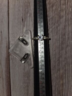 Macy's Gold-Tone Ring with Clear Center and Sparkling Accents